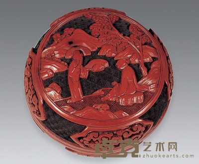 清 剔红漆盒 直径12cm
